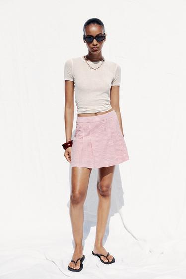GINGHAM SKORT - Pink / White by Zara - Image 0