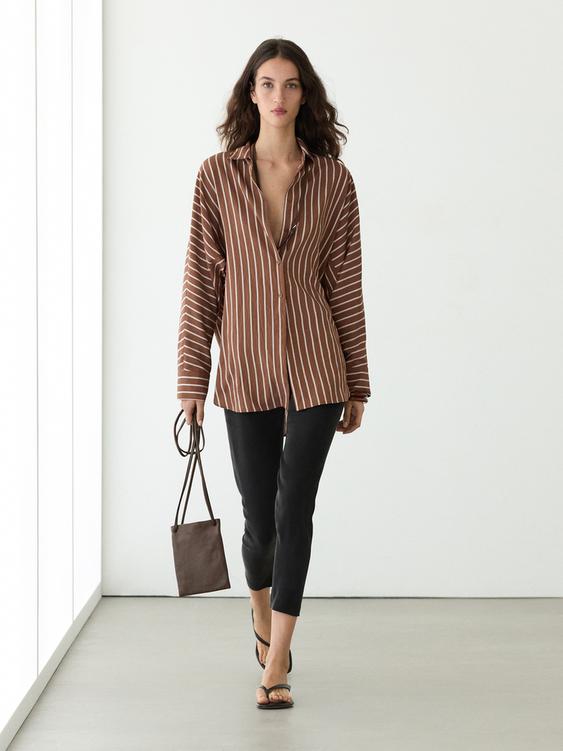 Flowing striped shirt with batwing sleeves from Zara - $90