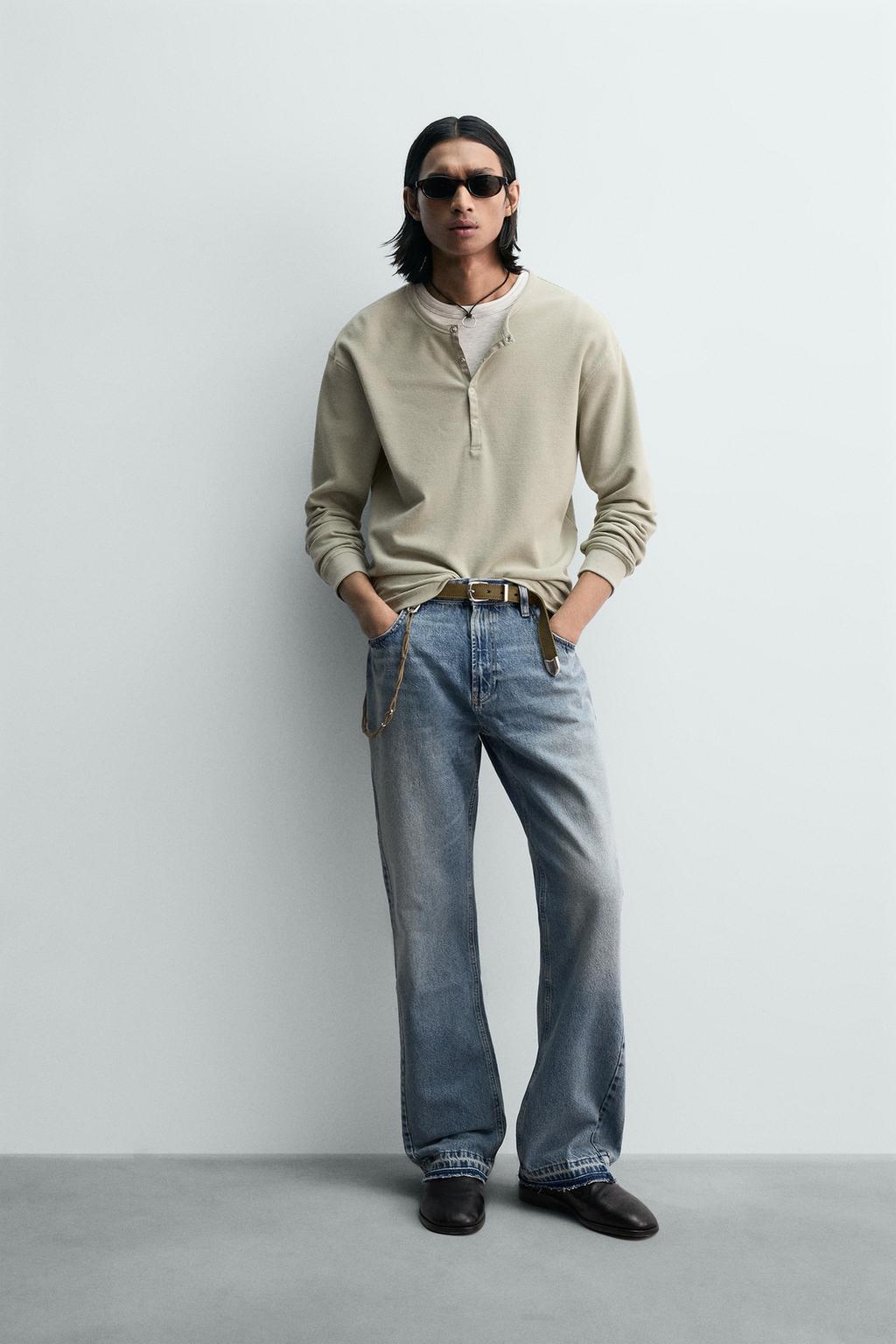 ZARA WAFFLE KNIT HENLEY SHIRT