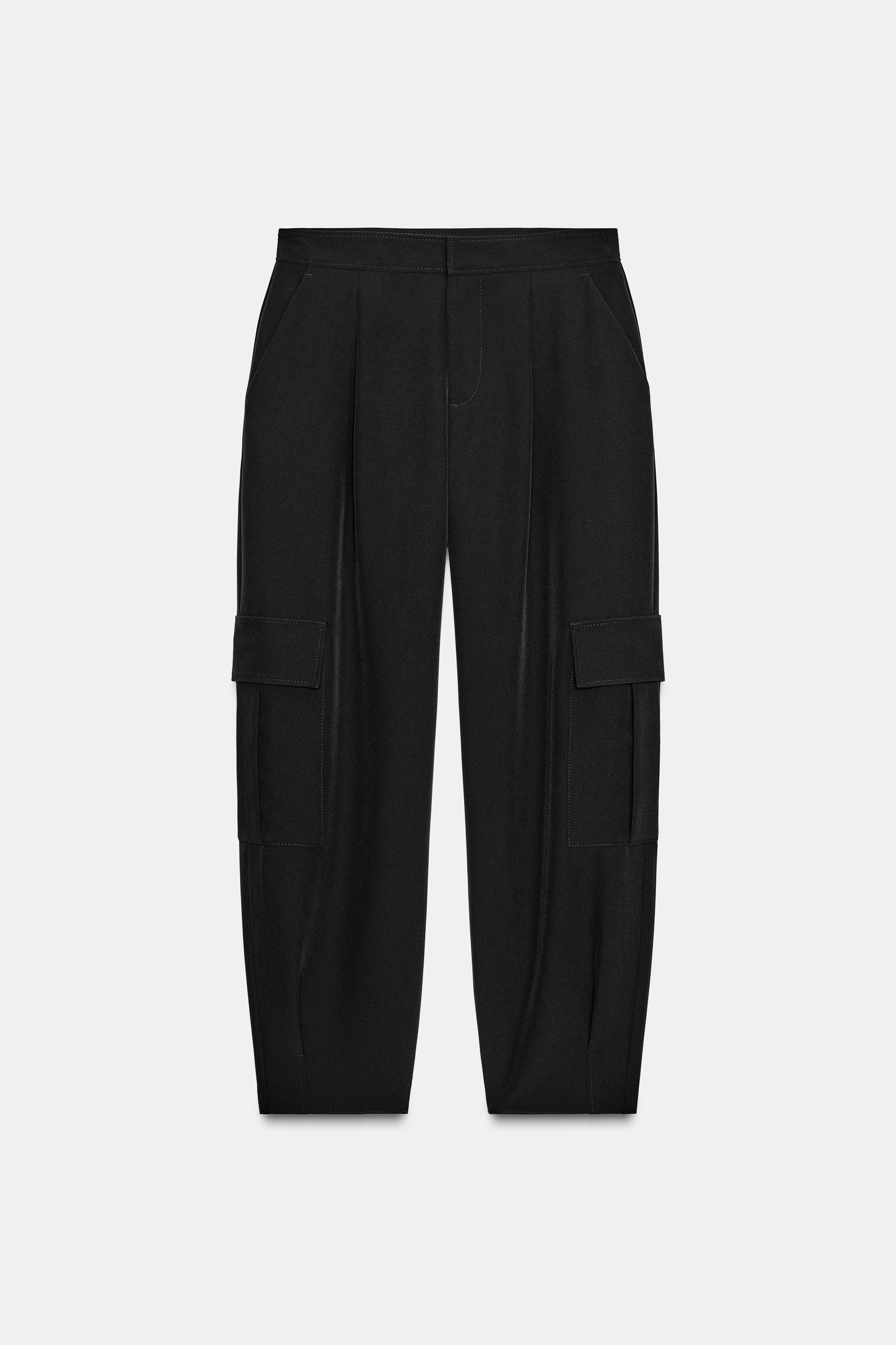 TAPERED CARGO POCKET PANTS - Black | ZARA United States