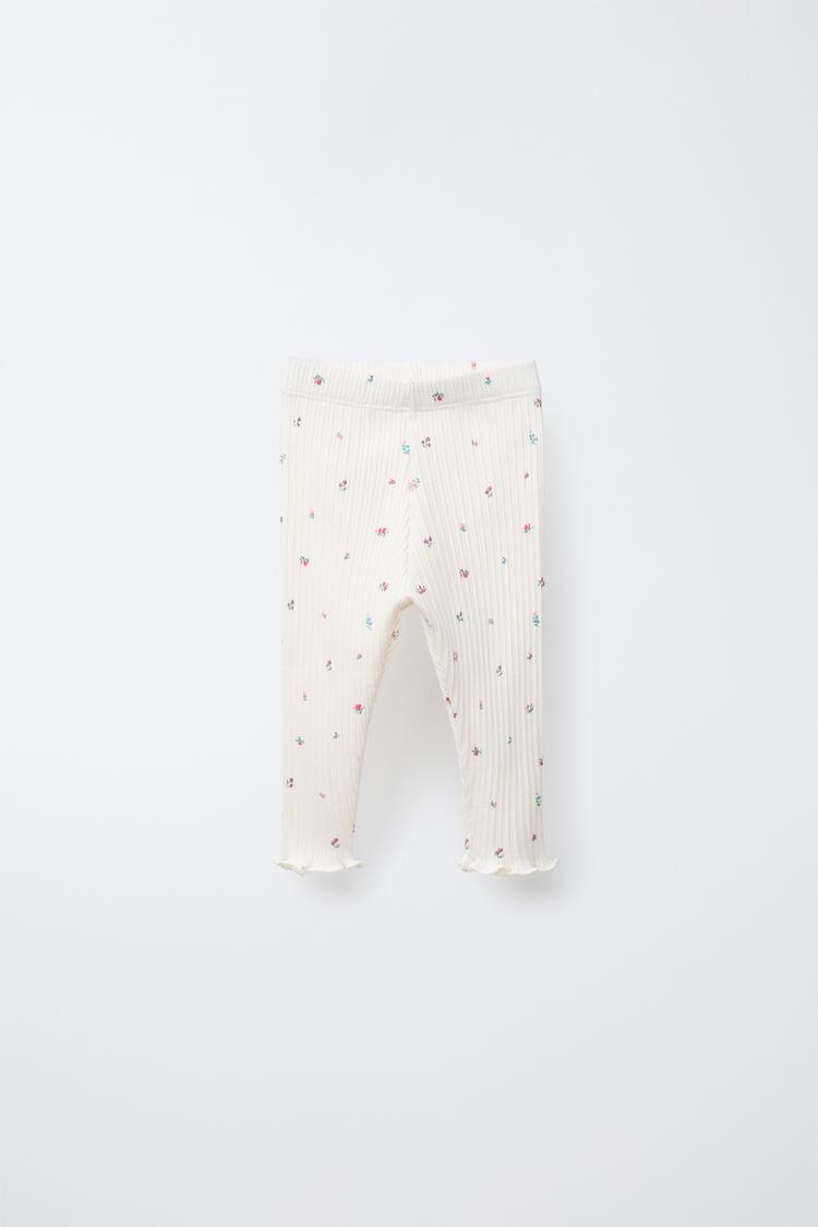 LEGGING RIB FLEURS Écru clair ZARA France