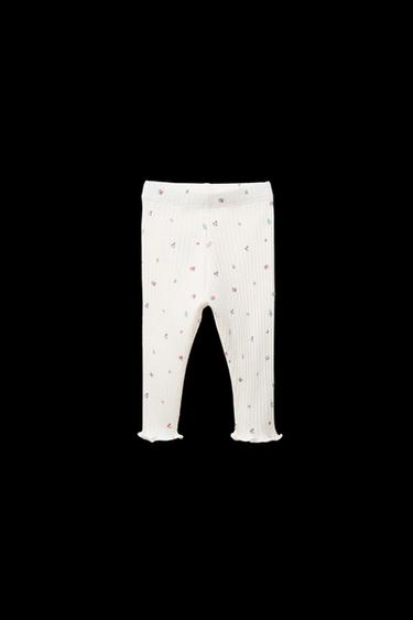 GERIPPTE LEGGINGS MIT BLUMENMUSTER - Cremefarben hell von Zara - Bild 0