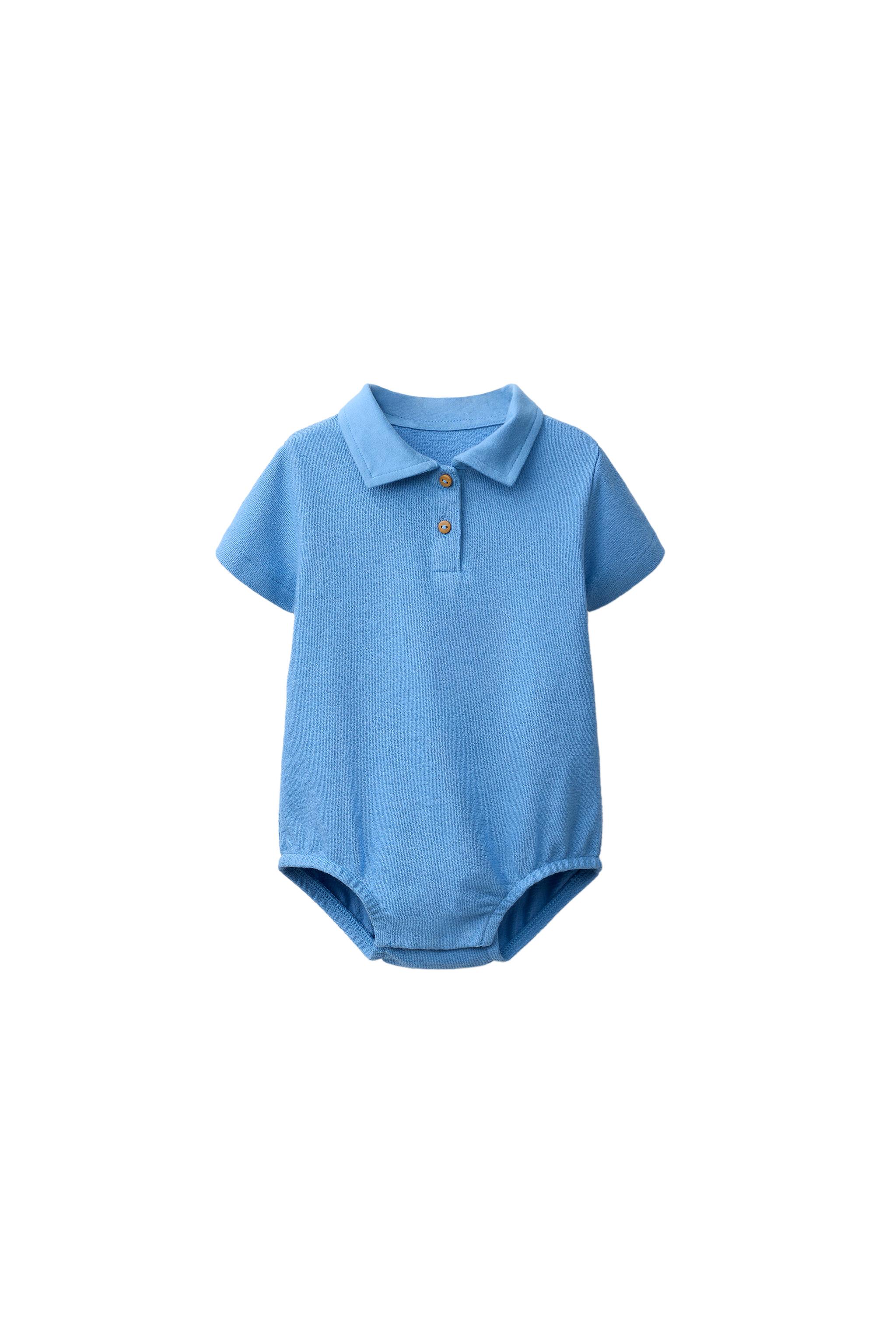 POLO COLLAR BODYSUIT — Blue