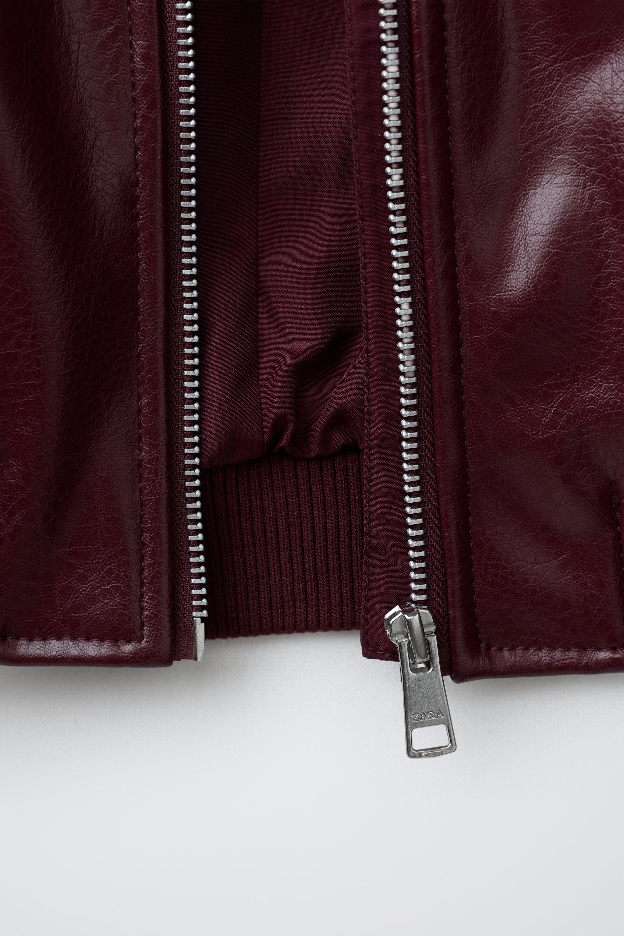 FAUX LEATHER BOMBER JACKET - Burgundy | ZARA United States