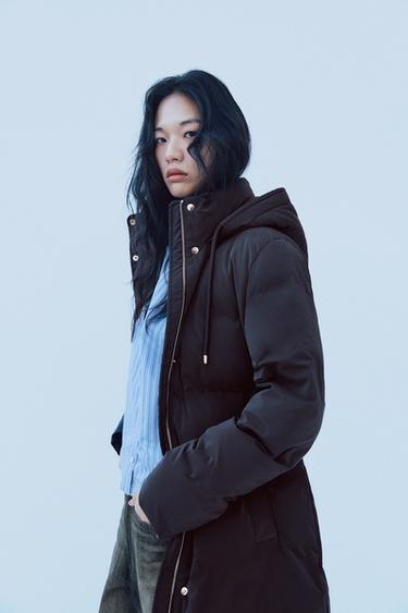WINDPROOF 러버라이즈드 패딩 아노락 - Zara 브라운