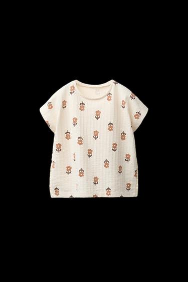 CAMISETA ESTAMPADA ENCAJE - Crudo de Zara