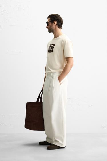 T-SHIRT BRODÉ CONTRASTE - Écru de Zara - Image 3