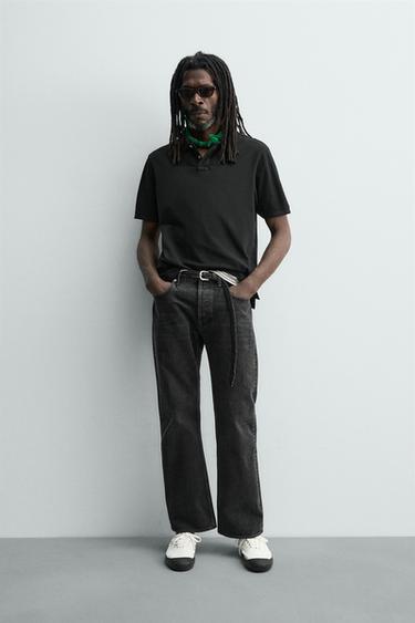 WASHED PIQUÉ POLO SHIRT AARON LEVINE X ZARA - Black by Zara