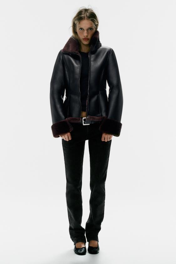 FITTED DOUBLE-FACED JACKET - Black / Brown by Zara - Image 0