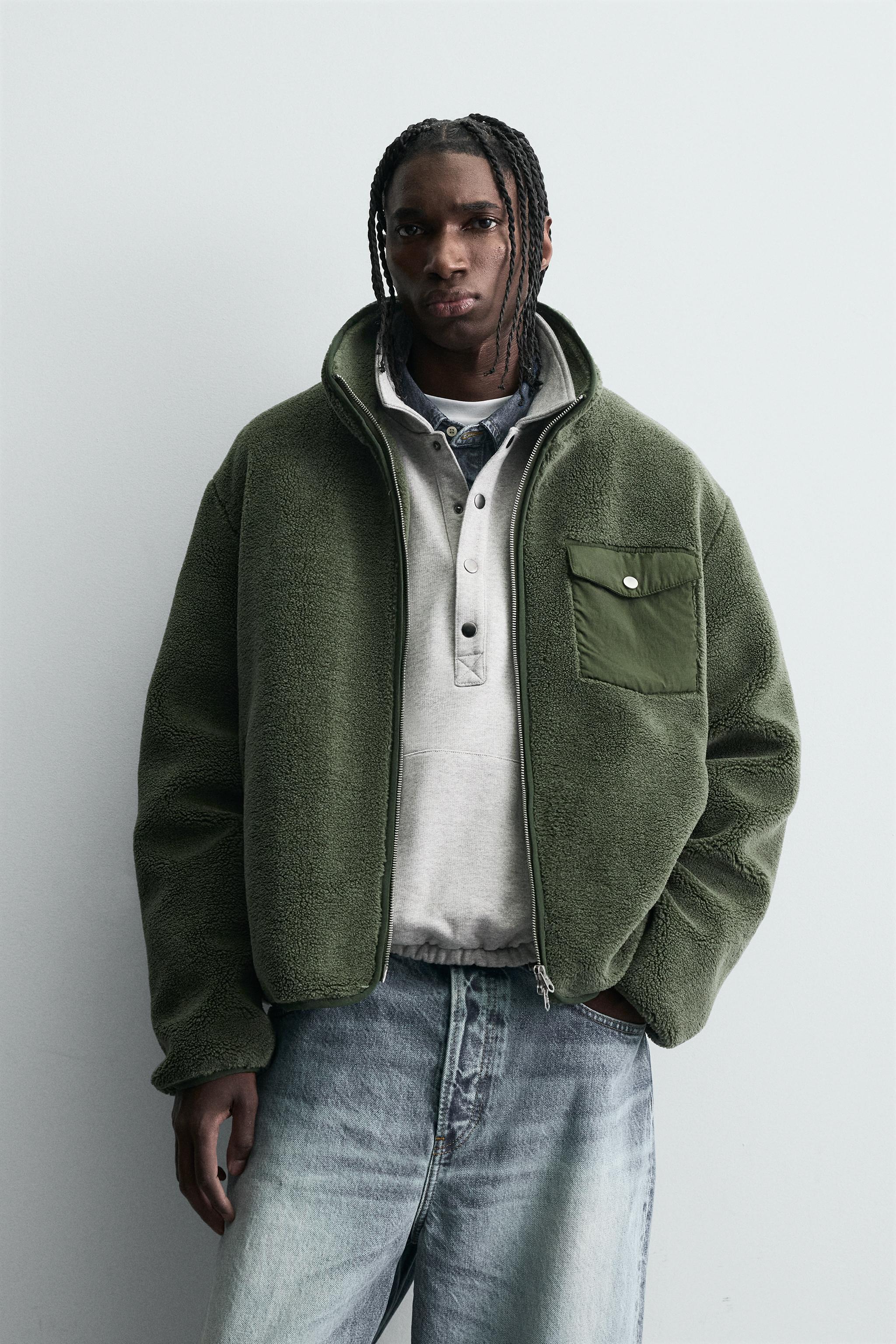 FAUX SHEARLING EFFECT JACKET WITH CONTRAST - Navy blue | ZARA Spain