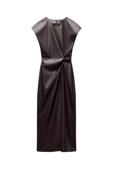 FAUX LEATHER MIDI DRESS