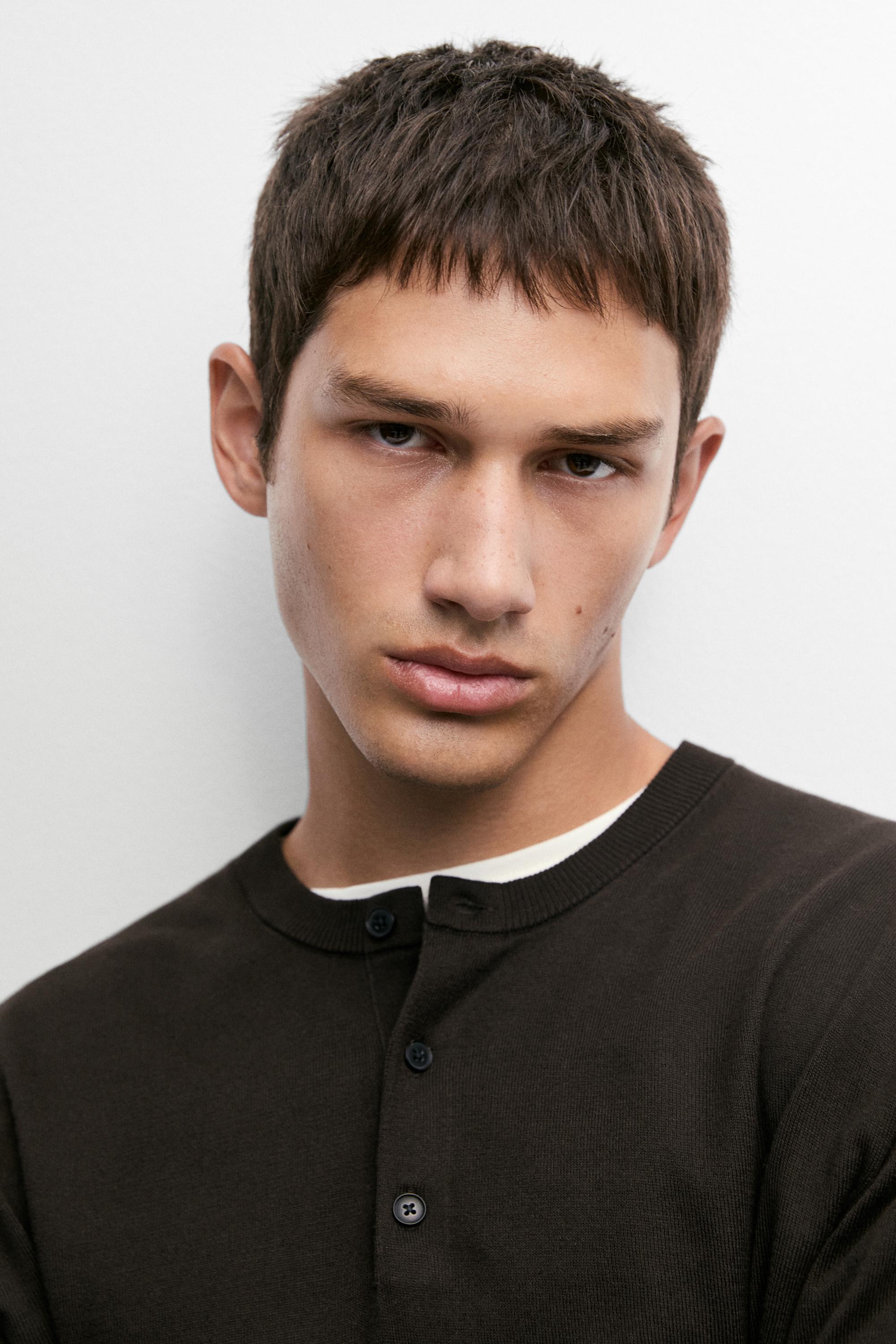 100% Cotton Henley Neck Knit Sweater