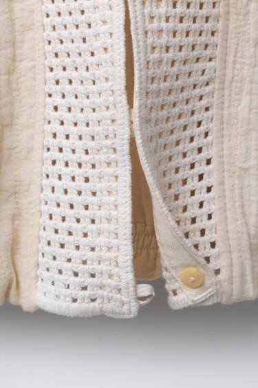 VESTE COL EN MAILLE CROCHET - Écru de Zara - Image 3