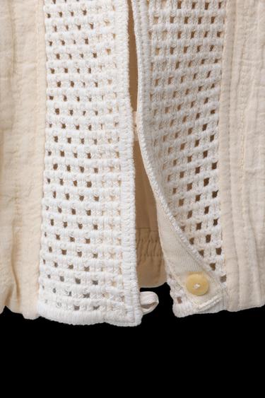 CROCHET KNIT COLLAR CARDIGAN - Ecru by Zara