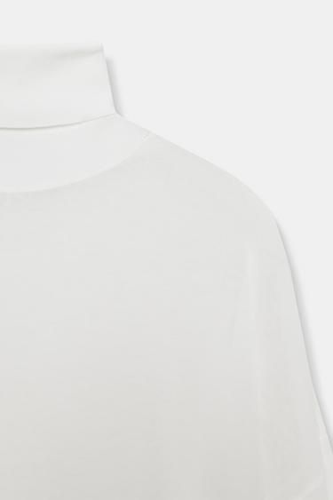 PULL EN MAILLE EXTRAFINE À COL MONTANT - Blanc de Zara - Image 3