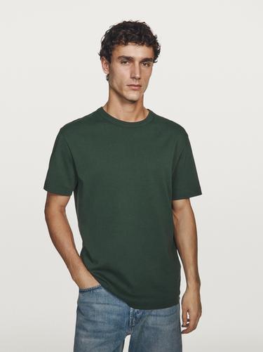 Zara 100% cotton short-sleeve T-shirt - Bottle green