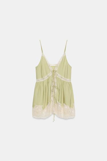 TOP STYLE LINGERIE DENTELLE ZW COLLECTION - Vert pistache de Zara - Image 4
