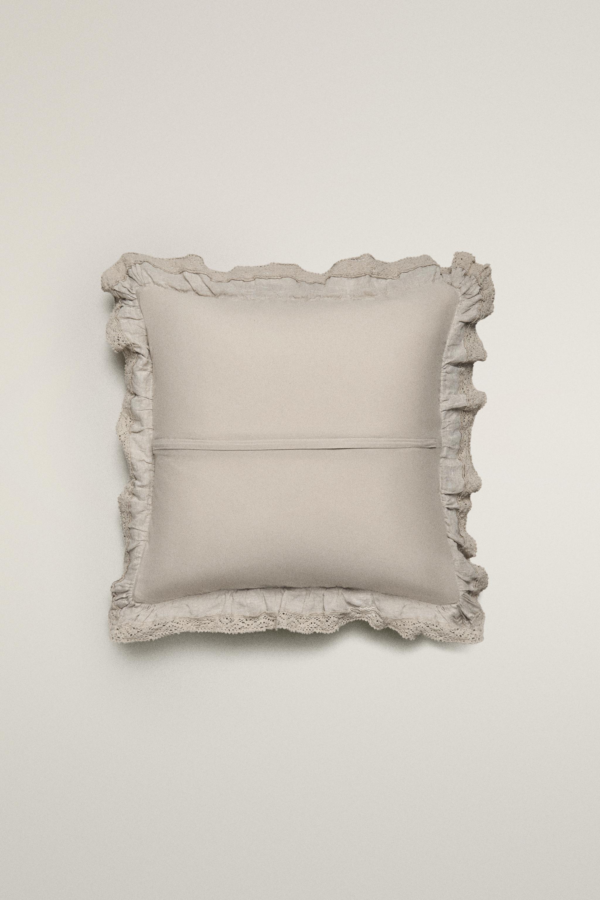 HOUSSE DE COUSSIN ÉDREDON LIN DENTELLE