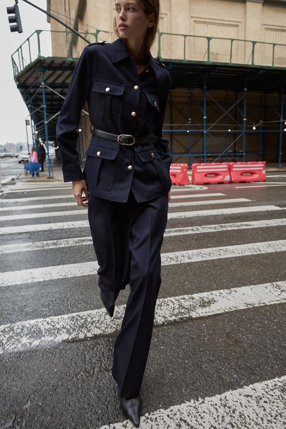 BELTED PATCH POCKET JACKET