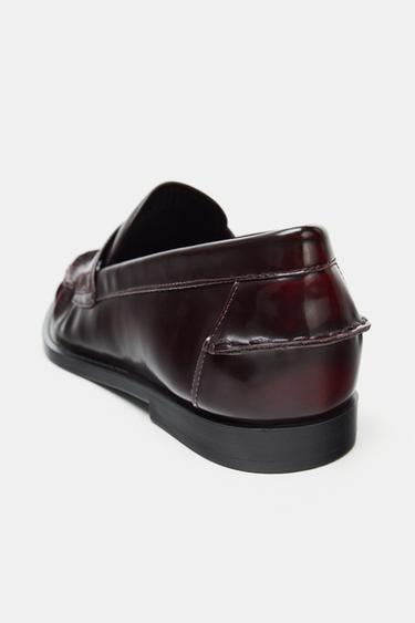 Zara PATENT EFFECT LOAFERS - Burgundy Red