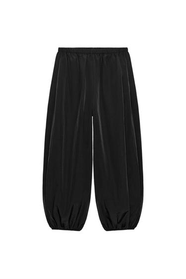 Zara NYLON BALLOON PANTS - Black