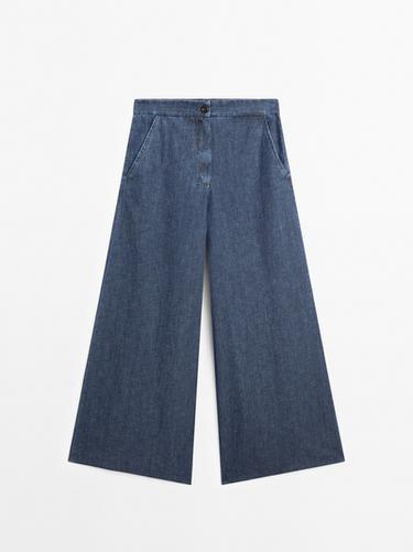 Zara High-waist super wide-leg jeans - Mid-blue
