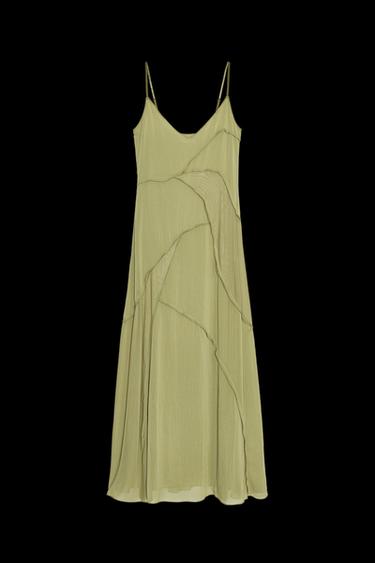 Zara COMBINATION FLOWY DRESS - Mid-green - Image 0