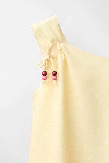 ASYMMETRIC PALM TREE DRESS WITH COTTON AND LINEN - Beige-pink by Zara - Image 2