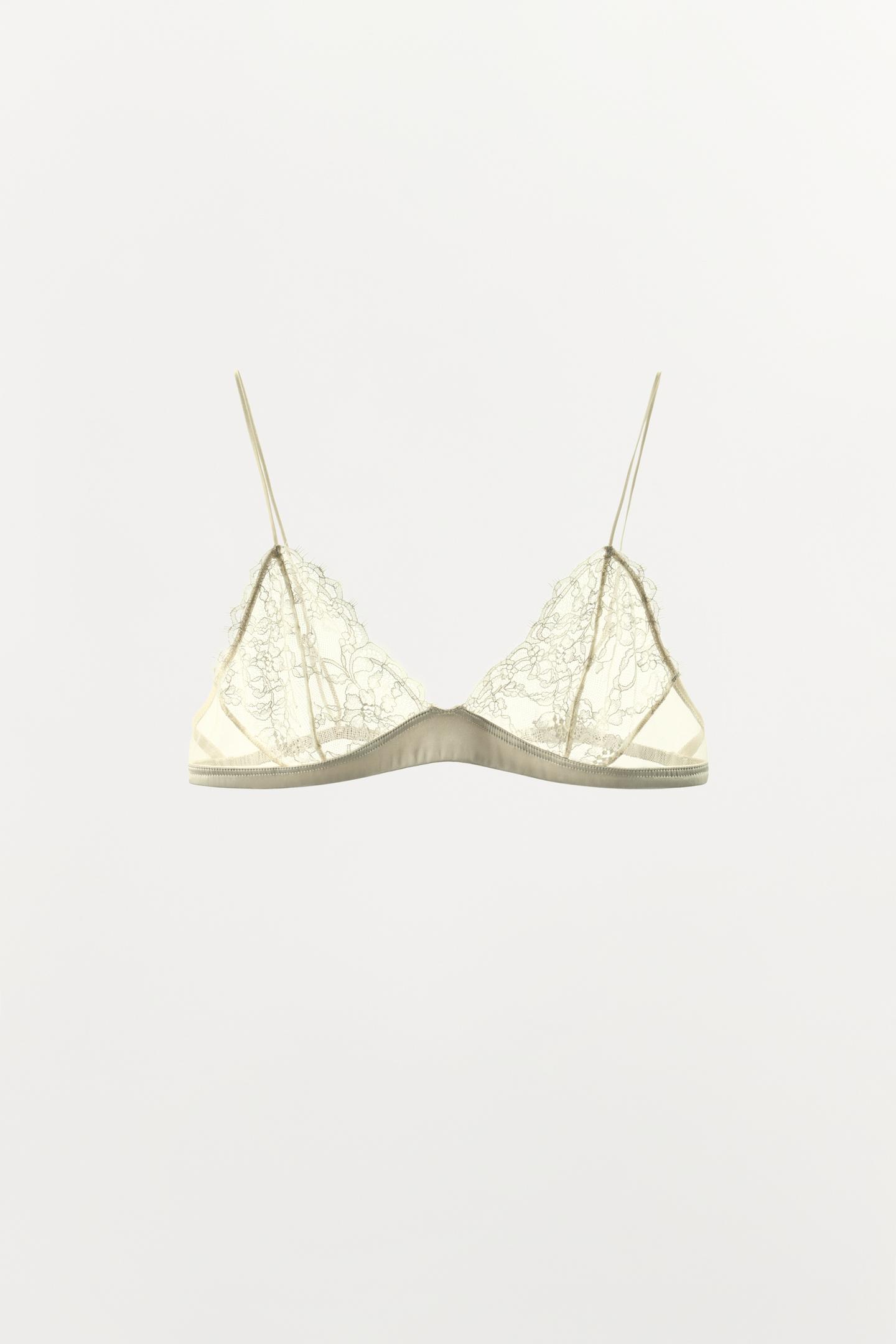 Бра, треугольные чашки, кружево — Zara, цвет: Экрю — фото 12