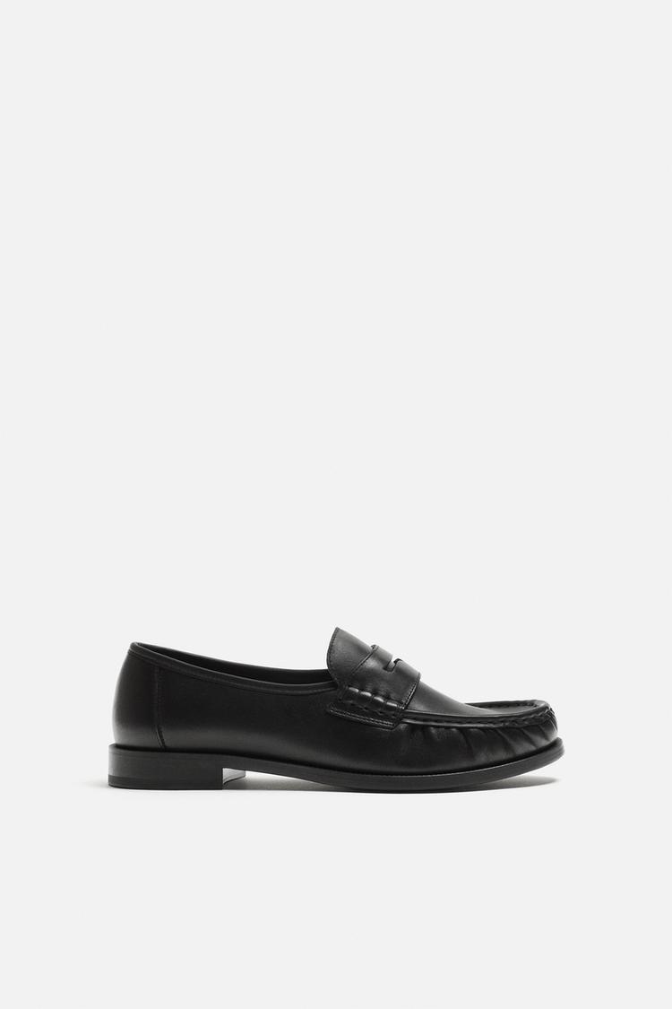 レザーペニーストラップローファー - ブラック | ZARA Japan / 日本
