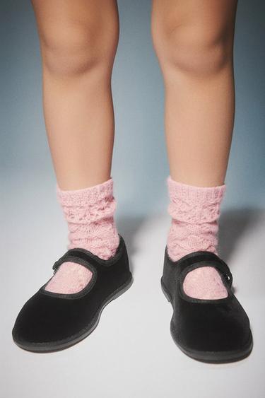Zara ALPACA AND WOOL BLEND THICK KNIT SOCKS - Dusty pink