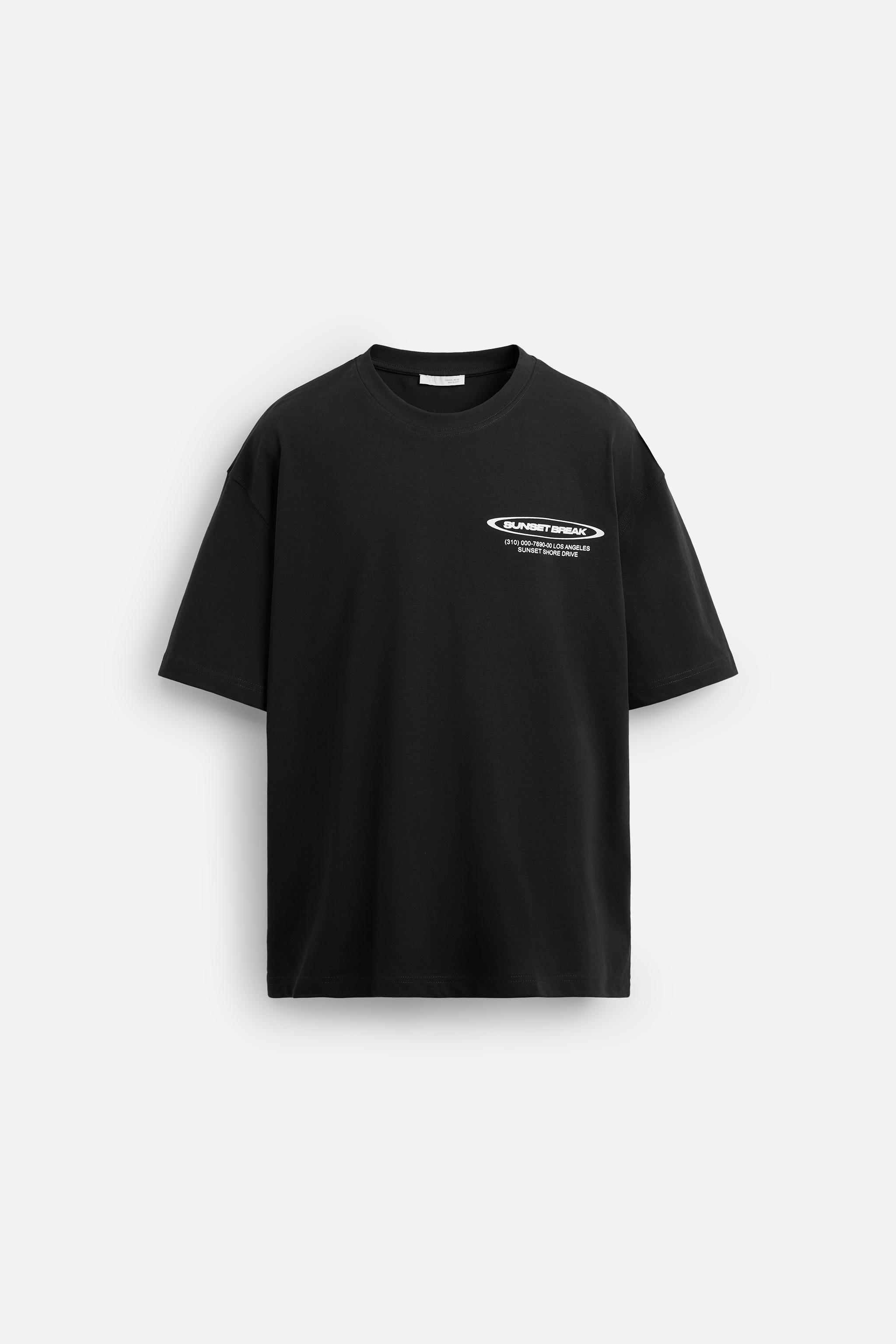 スペイン発送 ZARA プリントテキストTシャツ ブラック 今季新作 プリントテキストTシャツ - ブラック | ZARA Japan / 日本