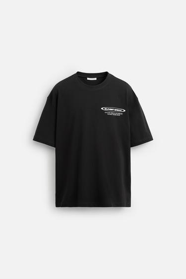 プリントテキストTシャツブラックZaraのプリントテキストTシャツ - ブラック 