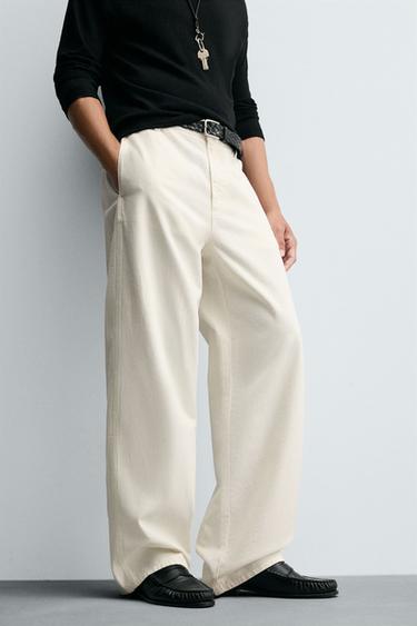 COTTON-HEMP CHINO TROUSERS - White by Zara