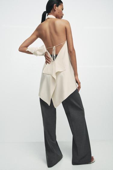 ZW COLLECTION HALTER TOP WITH OPEN BACK - Ivory by Zara - Image 4