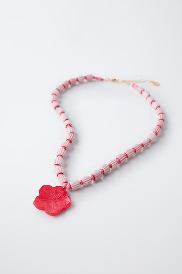 COLLIER FANTAISIE HIBISCUS - Fuchsia de Zara - Image 3