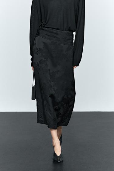 Straight midi skirt with sash — Black 2