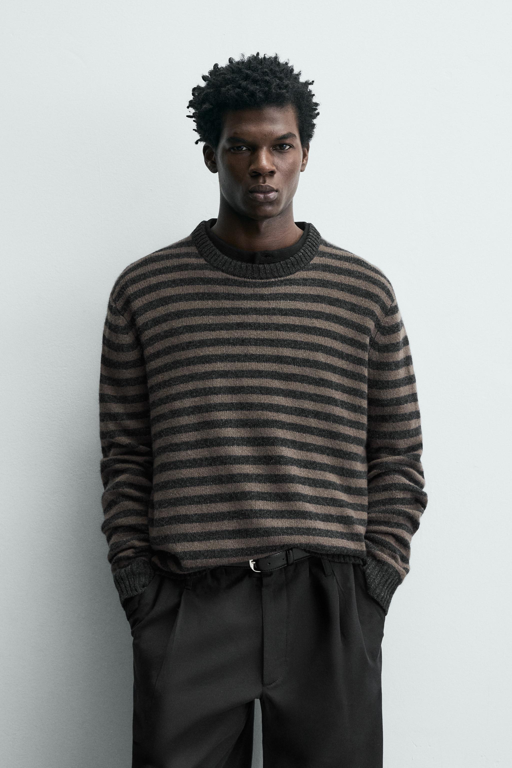 STRIPED WOOL - YAK JUMPER - Chocolate | ZARA Thailand