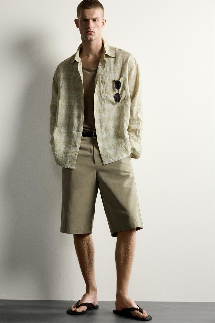 Camisa de corte relajado a cuadros 100% lino 5
