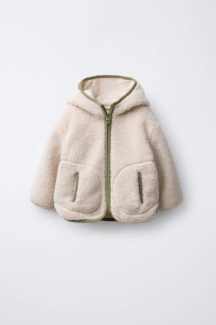 FAUX SHEARLING FLEECE JACKET Ecru ZARA United Kingdom