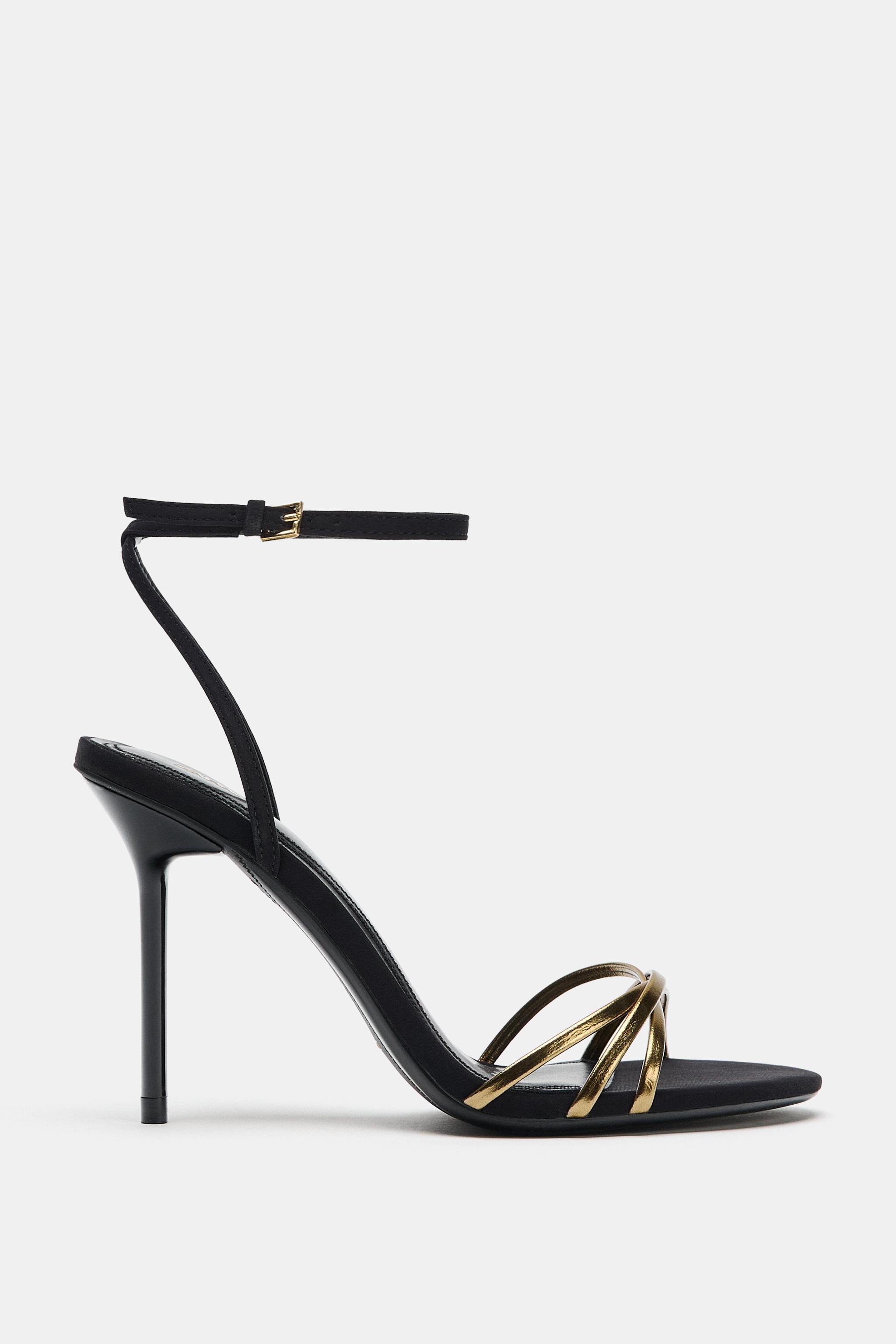 SANDALES À TALONS ET BRIDES MÉTALLISÉES