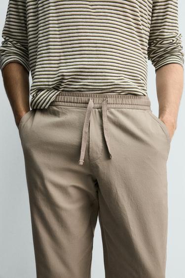 COTTON/LINEN RELAXED FIT TROUSERS - Green by Zara - Image 4