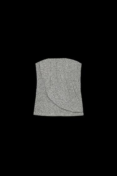 Zara BOUCLÉ BANDEAU TOP - Black / White - Image 0