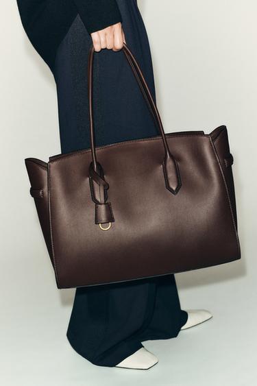 TOTE BAG DE OMBRO - Chocolate da Zara