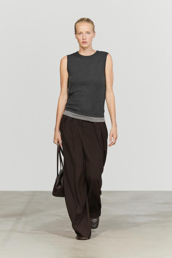 Zara Wool blend double-layer T-shirt - Cobalt - Image 0