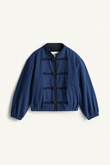 LIMITED EDITION PADDED JACKET WITH FROG FASTENING - Navy blue by Zara
