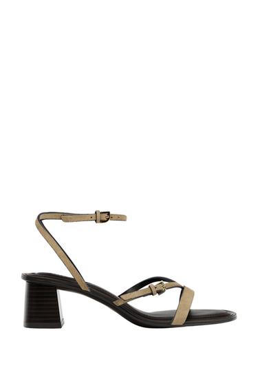 Zara STRAPPY SUEDE HEELED SANDALS - Sandy Brown - Image 0