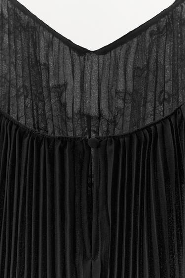 PLEATED DRESS WITH EMBROIDERY AND LACE - Black by Zara - Image 8