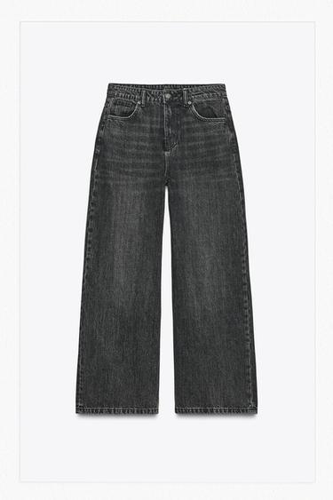 Zara ZW COLLECTION HIGH WAIST WIDE LEG JEANS - Black