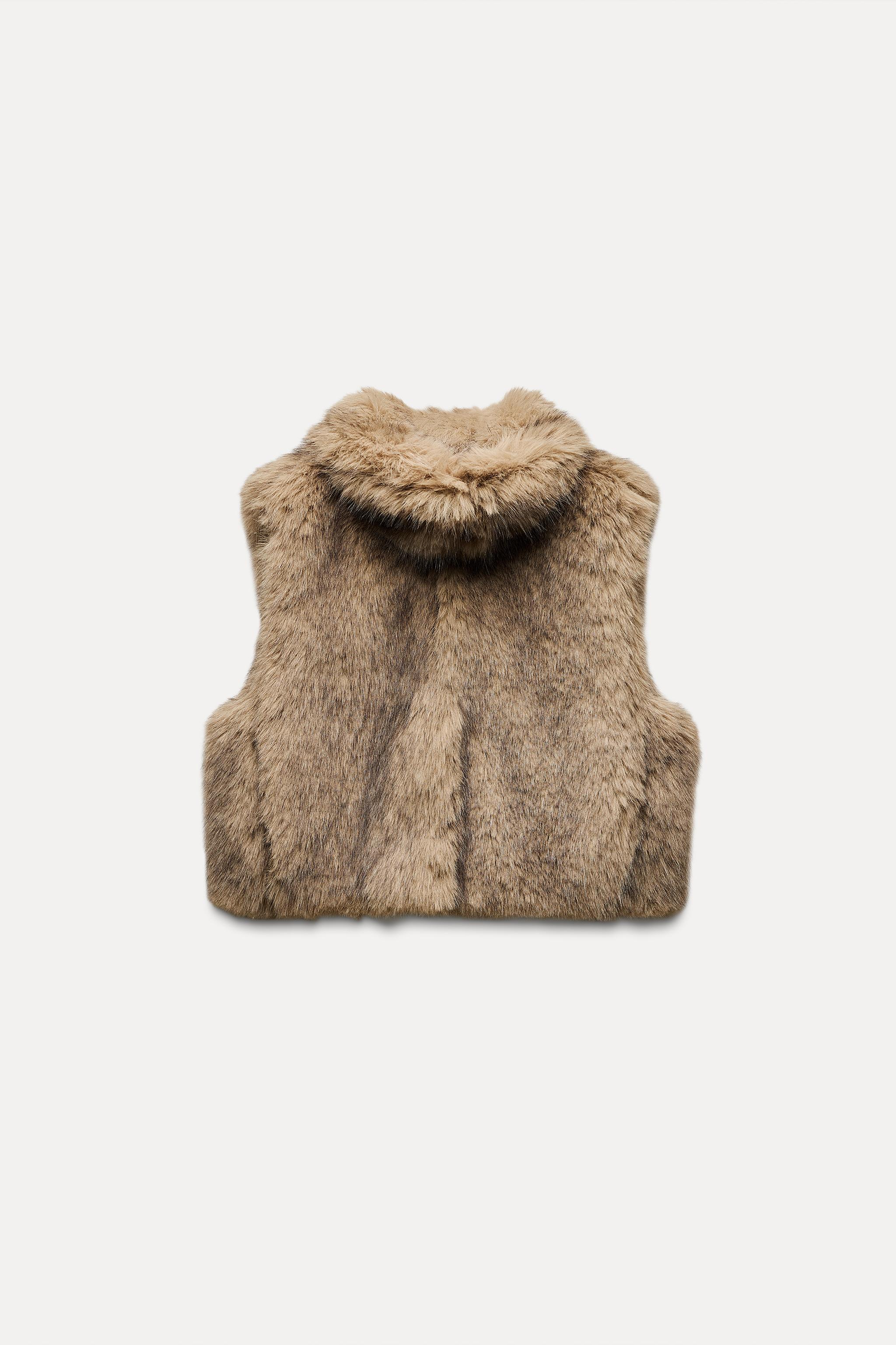 FAUX FUR VEST Light beige ZARA United States